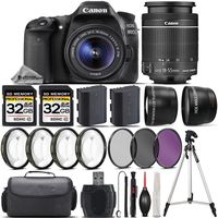 Canon EOS 80D DSLR Camera + Canon 18-55mm IS STM Lens + 0.43X Wide Angle Lens + 2.2x Telephoto Lens + 64GB Storage + 4PC Macro Kit + UV-CPL-FLD Filters + Backup Battery + Case - International Version