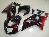 Black w/Red Flame ABS Motorcycle Complete Injection Bodywork Fairing Body Kits for 2001 2002 2003 Suzuki GSXR GSX-R 600 750