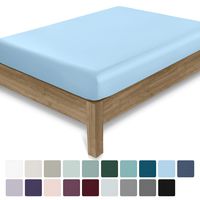 California Design Den 400 Thread Count 100% Cotton 1 Fitted Sheet, Long - Staple Combed Pure Natural Cotton Sheet, Soft & Silky Sateen Weave (Twin XL, Aero Blue)