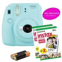 Fujifilm- Instax Mini 9 Instant Camera Product Bundles | Film Pack Options | Renewed (Mini 9 + 2 Film Packs, Ice Blue)