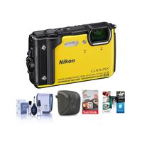 Nikon Coolpix W300 Point & Shoot Camera, Yellow - Bundle with 16GB SDHC Card, Camera Case, Cleaning Kit, PC Software Package