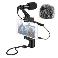 Neewer Smartphone Video Rig with Grip Handle, Microphone, Furry Windshield, Compatible with iPhone Sumsang Huawei, DJI Osmo Mobile 2, Zhiyun Smooth Q Smooth 4 Feiyu Vimble Canon Nikon DSLR Cameras
