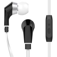 Naztech [NoiseHush Technology] NX80 Stereo 3.5mm High Fidelity Sound Earphones. Tangle-free Cable, In-line Noise-isolating Microphone & Control Button to Switch between Music & Calls (White/Black) (IIDP contribution)