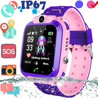 Upgrade Waterproof Kid Smart Watch GPS Tracker, Touch Screen Phone Smartwatch with SIM Slot Game Anti-Lost SOS Camera Voice Chat Smart Wrist Watch for Kid Great Christmas Birthday Gift for 4-12 Year