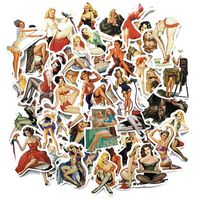 CHSTAR Retro Sexy Girl Water Bottles Stickers, Laptop Sticker for Computer,Hydro Flask,Guitar,Bike,Skateboard Stickers Waterproof Vinyl Decals Stickers,Best Gift for Adult,Children,Teen 50pcs Pack.