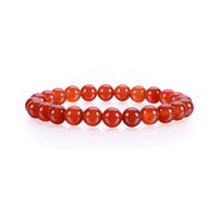 Cherry Tree Collection Gemstone Beaded Stretch Bracelet 8mm Round Beads | Large (Deep Orange - Red Agate)