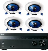 Sony 5.2-Channel 725-Watt 4K A/V Home Theater Receiver + Yamaha High-Performance Moisture Resistant Natural 2-Way 140 watt Surround Sound in-ceiling Speaker System (Set Of 4)