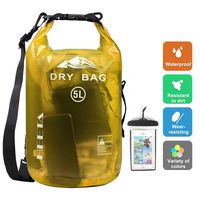 HEETA Waterproof Dry Bag for Women Men, Roll Top Lightweight Dry Storage Bag Backpack with Phone Case for Travel, Swimming, Boating, Kayaking, Camping and Beach, Transparent Yellow 5L