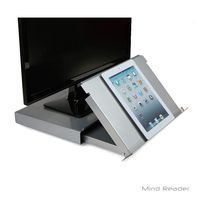 Mind Reader Monitor Adjustable and Portable Reading, Book, Tablet, iPad Stand, Document Holder Metal Riser with Easel, Silver