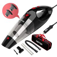 HOTOR Car Vacuum Cleaner High Power, Vacuum for Car, Best Car Vacuum, Handheld Portable Auto Vacuum Cleaner Powered by 12V Outlet of Car, Come with 1 Extra Stainless Steel HEPA Filter - Black & Red