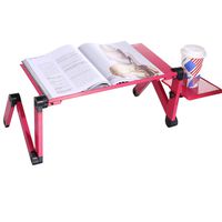 Laptop Desk/Table, 360 Degree Adjustable & Foldable Plastic Laptop Computer Stand Laptop Holder with Mouse Board for Bed and Sofa Desk Rose Red