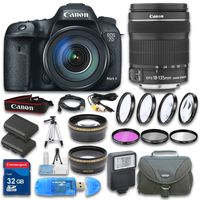 Canon EOS 7D Mark II DSLR Camera + Canon EF-S 18-135mm f/3.5-5.6 IS STM Lens + Wideangle Lens + Telephoto Lens + 32 GB SD Card + 3 PC Filter - International Version
