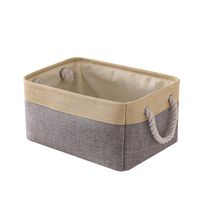 TheWarmHome Decorative Basket Rectangular Fabric Storage Bin Organizer Basket with Handles for Clothes Storage (Grey Patchwork, 13.8L9.8W6.7H)