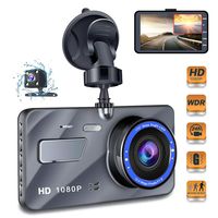 Dash Cam, 4 Inch Car Camera-Car Camcorder Super HD 1080P LCD Display Recorder with Front+VGA Rear 290°Super Wide Angle Built-in G-Sensor Night Vision Recording Loop Recording and Parking Monitorin