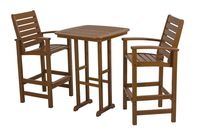 POLYWOOD PWS153-1-TE Signature 3-Piece Bar Set, Teak