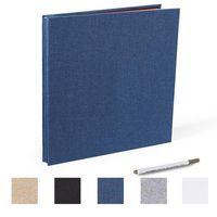 Self Adhesive Photo Album Linen Magnetic Scrapbook 40 Pages with a Metallic Pen (Linen Bleu, 11x10.6 inches)