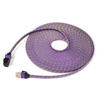 CAT7 Weave Shielded Ethernet Cable Flat Patch Cable FTP Patch Cord LSOH Engineering Grade Network Cable, 15M/49.2ft