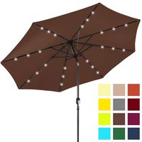 Best Choice Products 10-Foot Solar Powered Aluminum Polyester LED Lighted Patio Umbrella w/Tilt Adjustment and Fade-Resistant Fabric, Brown