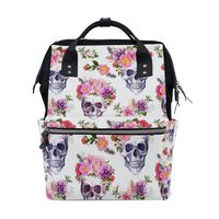 WOZO Watercolor Flower Sugar Skull Multi-function Diaper Bags Backpack Travel Bag