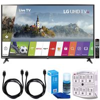 LG 65UJ6300-65 Super UHD 4K HDR Smart LED TV (2017 Model) w/Accessories Bundle Includes, SurgePro 6-Outlet Surge Adapter with Night Light, 2 x 6ft. HDMI Cable & Screen Cleaner For LED TVs