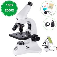 BEBANG Compound Monocular Microscope with 40X-1000X Magnification, All-Metal Optical Glass Lenses, Coarse and Fine Focusing, Extra 25X Widefield Eyepiece and Complete Accessories Kit