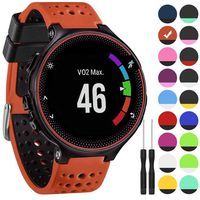 GVangel Band Compatible with Garmin Forerunner 235, Soft Silicone Replacement Watch Band Strap Wristband for 220/230/235/620/630/735XT/235 Lite Smart Watch for Women Men (Oranger-Black)
