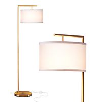 Brightech Montage Modern - Floor Lamp for Living Room Lighting - Bedroom & Nursery Standing Accent Lamp - Mid Century, 5' Tall Pole Light Overhangs Reading - with LED Bulb - Gold, Antique Brass