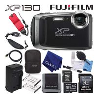 Fujifilm FinePix XP130 Waterproof Digital Camera (Silver) Advanced Accessory Bundle with 64GB Memory Card + Extra Battery + Battery Charger + Floating Wrist Strap