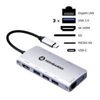 USB C Hub, NOMBARGO 8-in-1 Adapter, USB c dongle with HDMI 4K and 1 Gb ethernet, USB c Dock, USB 3.0 hub Connect Your Devices, for MacBook, PC or Laptops, Prof + Students,Grey.