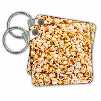 3dRose Key Chains Fresh Popcorn Behind The Glass, Set of 2, 2.25 x 2.25" (kc_271975_1)