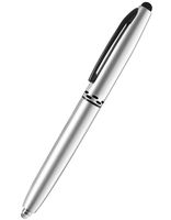 Stylus Pen- Capacitive Stylus, 3-in-1 Metal Pen, Multi-Function,Ballpoint Ink Pen,with LED Flashlight, for Touchscreen Devices, Tablets, iPads, iPhones, 1PK, Silver