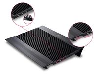 DEEPCOOL N8 Black Laptop Cooler, 2.5mm Pure Aluminum Panel with Dual 140mm Fans, Support 15.6"-17" Laptop, 4 USB Ports