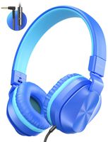 PeohZarr On-Ear Headphones with Microphone, Lightweight Folding Stereo Bass Headphones with 1.5M Tangle Free Cord, Portable Wired Headphones for Smartphone Tablet Laptop Computer MP3/4-Blue/Teal