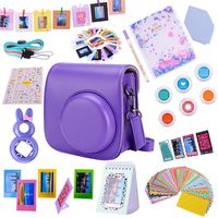 Tiessic Instax Mini 9 Camera Accessories Bundles Compatible with Fujifilm Instax Mini 9 Mini 8 Mini 8+ Camera with Mini 9 Case,64 Photos Mini Photo Album ,etc. (Dark Purple，14 Items)