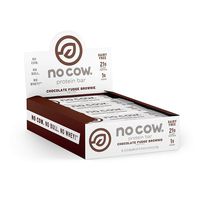 No Cow Protein Bar, Chocolate Fudge Brownie, 21g Plant Based Protein, Keto Friendly, Low Carb, Low Sugar, Dairy Free, Gluten Free, Vegan, High Fiber, Non-GMO, 12 Count