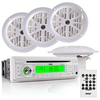 Pyle Marine Stereo Receiver & Speaker Kit with CD Player, AM/FM Radio, MP3/USB/SD Readers, Single DIN, (4) Waterproof 5.25'' Speakers, Splash Proof Cover (PLCD6MRKT)