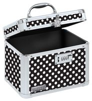 Vaultz Combination Lock Box, 7.75 x 7.25 x 10 Inches, Black and White Polka Dot (VZ03714)