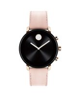 Movado Connect 2.0 Unisex Powered with Wear OS by Google Stainless Steel and Pink Leather Smartwatch, Color: Pink (Model: 3660023)