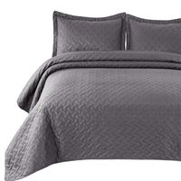 Bedsure Quilt Set Grey King Size (106x96 inches) - Basket weave Pattern Bedspread - Soft Microfiber Lightweight Coverlet for All Season - 3 Piece (Includes 1 quilt, 2 shams)