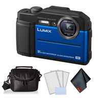Panasonic Lumix DC-TS7 Waterproof Digital Camera (Blue) - Bundle with LCD Screen Protectors + Carrying Case and More