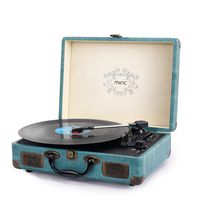 Record Player, Miric Bluetooth Turntable with 2 Built-in Speakers, Portable Size, 3-Speed, for 7/10/12inch Vinyl Records, Equipped USB/SD/AUX Port, Support Transcription, Suitcase Design