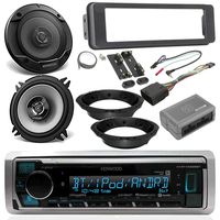 1996-13/2006-13 Harley Davidson Package - Kenwood Digital Media Marine Stereo Radio, 2X Kenwood 6.5" Speakers, Dash Radio Install Kit, Speaker Adapters, Thumb Control Interface, Antenna