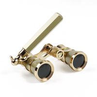 Kingscope 3X25 Vintage Opera Glasses Binoculars for Theater Musical Concert (Lorgnette,Golden, with Handle)