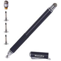 Honsky Touch Screen Stylus: Universal 2 in 1 Precision Fine Tip Disc & Mesh Stylus, Stylist Pens, Capacitive Touchscreen Stylus Pen for Cell Phone Tablet (4 Replacement Tips,Black)