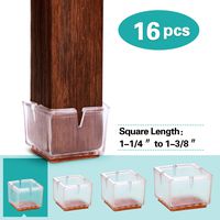 MelonBoat Chair Leg Floor Protectors with Felt Furniture Pads, Chair Glides Feet Caps, A-SQ033, 16 Pack, Fit Square Length 1-1/4 inches to 1-3/8 inches (3.2-3.5cm)