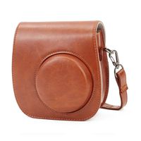 Phetium Soft PU Leather Protective Case with Shoulder Strap and Pocket for Fujifilm Instax Mini 8 8+ / Mini 9 Instant Camera (Brown)