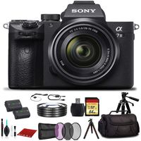 Sony Alpha a7 III Mirrorless Digital Camera with 28-70mm Lens (ILCE7M3K/B) with Bag, Tripod, Extra Battery, 64GB Memory Card, Memory Card Reader and More.