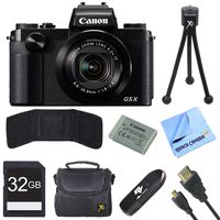 Canon PowerShot G5 X Digital Camera w/ 4.2X Optical Zoom Deluxe 32GB Bundle - Black Includes PowerShot G5 X, 32GB Memory Card, Reader, Wallet, Battery, Bag, HDMI Cable, Tripod and Beach Camera Cloth