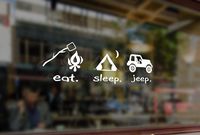 25 Centimeters Eat Sleep Jeep Camper Camping Camp Vinyl Stickers Funny Decals Bumper Car Auto Computer Laptop Wall Window Glass Skateboard Snowboard