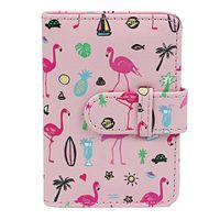 CAIUL Compatible 20 Pockets Mini Wallet Photo Album with PU Leather Cover for Fujifilm Instax Mini 9 8 8+ 70 7s 90 25 26 50s Films, Bank Cards, Credit Cards, Tickets (Watermelon Flamingo)
